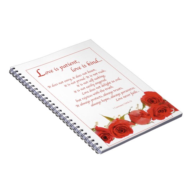 Love is Patient Red Rose Notebook (Right Side)