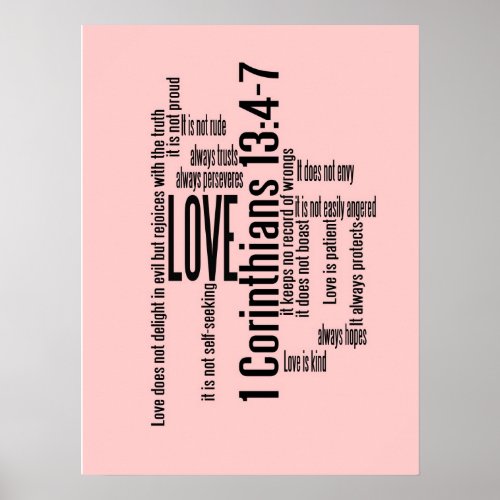 Love is Patient Scramble Pink unframed or framed Poster