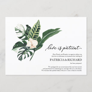 Love Is Patient Tropical Wedding Postponement Invitation