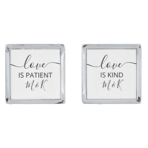 Love is Patient Typography Elegant Personalized Cufflinks