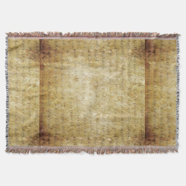 Love is Patient Vintage Throw Blanket (Front)