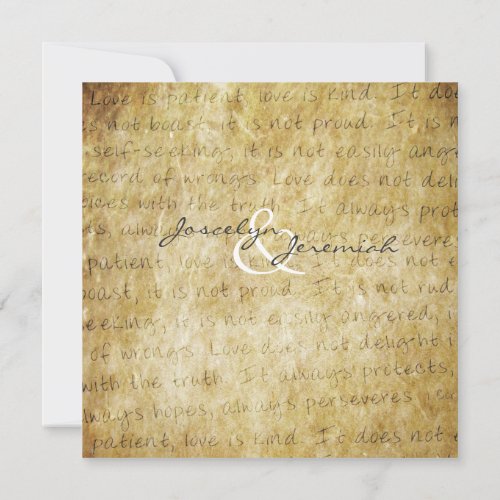 Love is Patient Vintage Wedding Invitation