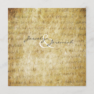 Love is Patient Vintage Wedding Invitation