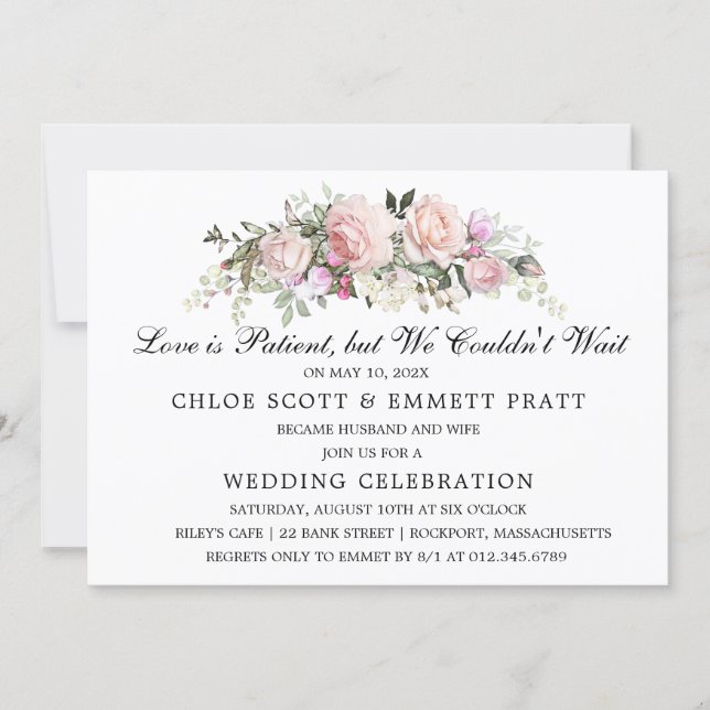 Love is Patient Wedding Announcement Invitation (Front)