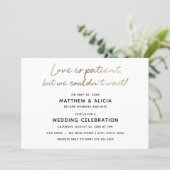 Love is patient Wedding Announcement Reception (Standing Front)