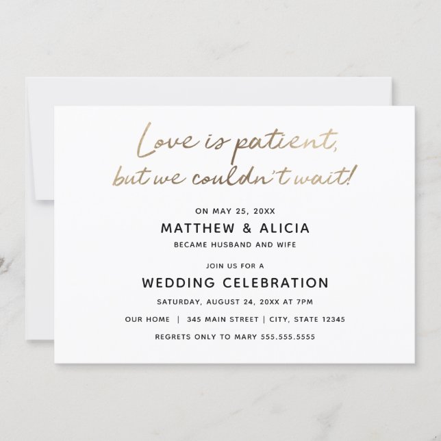Love is patient Wedding Announcement Reception (Front)