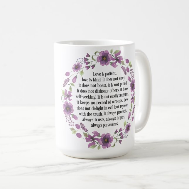 Love is Patient Wedding Bible Love Quote Mug (Front Right)