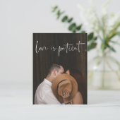 Love Is Patient Wedding Postponed Change Postcard (Standing Front)