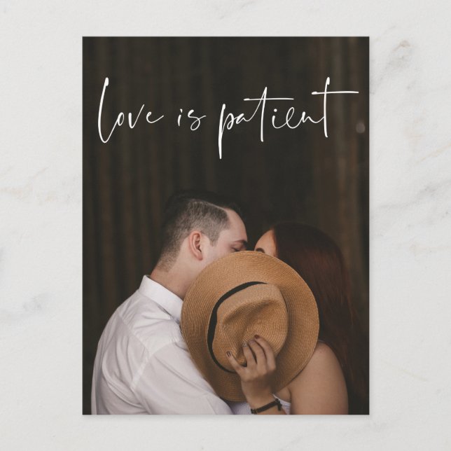 Love Is Patient Wedding Postponed Change Postcard (Front)