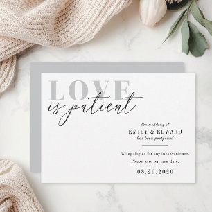 Love is Patient Wedding Postponement Announcement