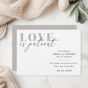 Love is Patient Wedding Postponement Announcement