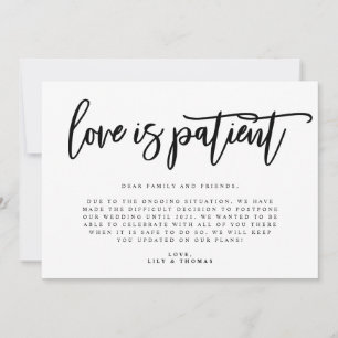 Love Is Patient Wedding Postponement Announcement