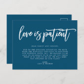 Love Is Patient Wedding Postponement Announcement Postcard (Front/Back)