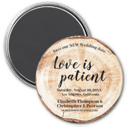 Love is patient Wood Cut Save our New date Magnet