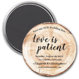 Love is patient Wood Disk Change the Date Wedding Magnet
