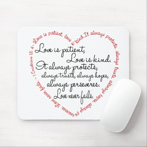 Love is patient Word Heart Mouse Pad