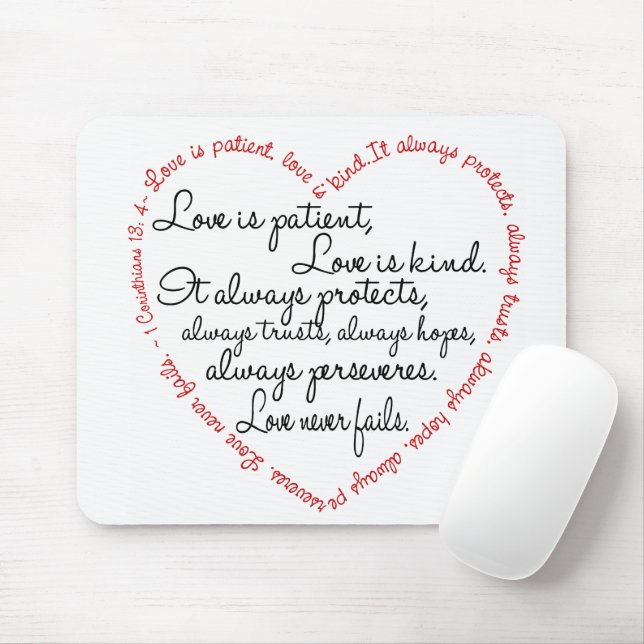 Love is patient Word Heart Mouse Pad (With Mouse)