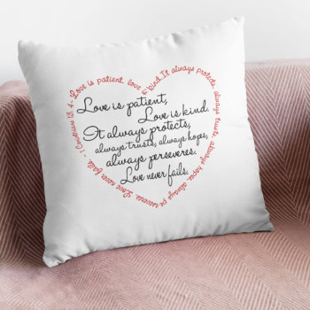 Love Is Patient Word Heart Throw Pillow by PawsitiveDesigns at Zazzle