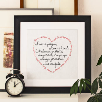 Love Is Patient Word Heart Unframed Or Framed Poster by PawsitiveDesigns at Zazzle