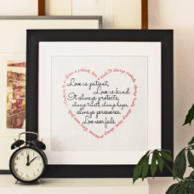 Love is Patient Word Heart unframed or framed