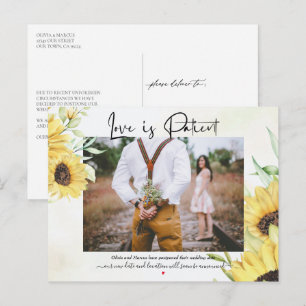 Love is Patient Yellow Sunflowers Postponement Postcard