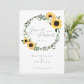 Love is Patient Yellow Watercolor Sunflower Wreath Save The Date (Standing Front)