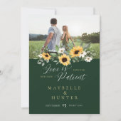 Love is Patient Yellow Watercolor Sunflowers Photo Save The Date (Front)