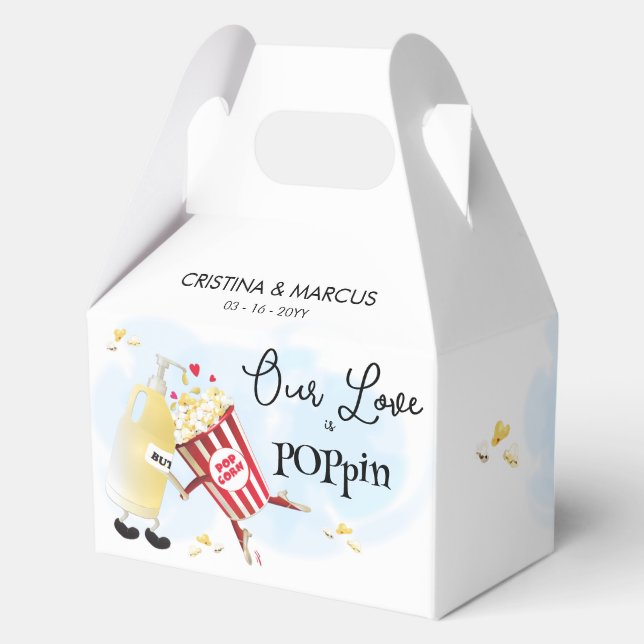 Love Is Poppin Popcorn  Favor Boxes (Front)