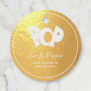 Love Is Poppin - Wedding Bridal Shower Thank You Foil Favor Tags