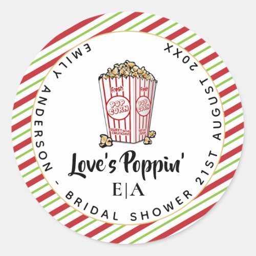 Love is Poppin _ Wedding Popcorn Fun Modern Bridal Classic Round Sticker