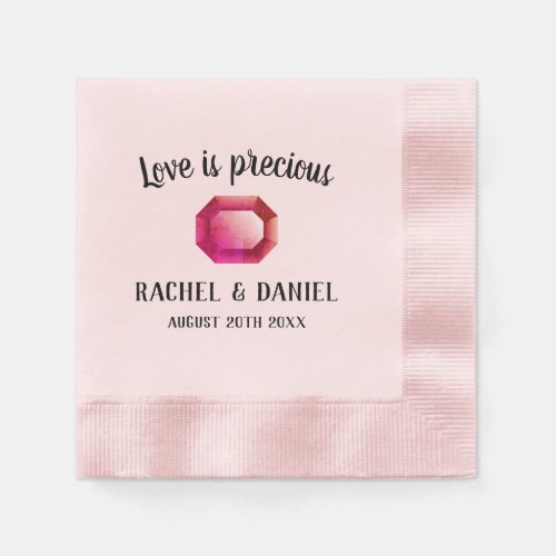 Love is precious pink gemstone wedding party napki napkins