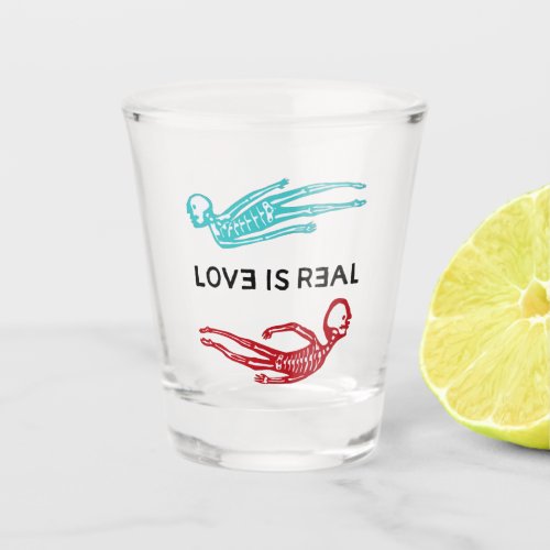 Love is Real Skeleton Logo  Shot Glass