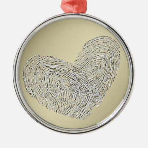 Love is sealed with thumbprints heart metal ornament