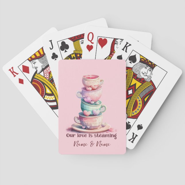 Love Is Steaming Pretty Coffee Cups  Poker Cards (Back)