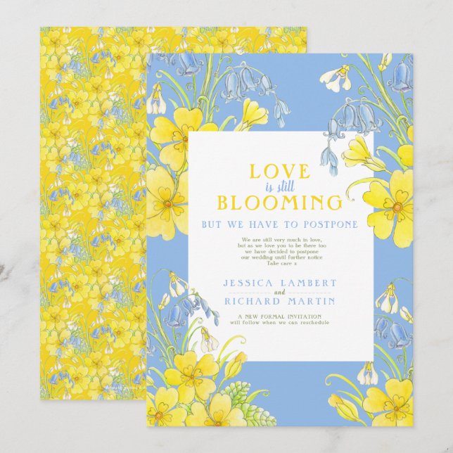 Love is still blooming spring postponed wedding invitation (Front/Back)