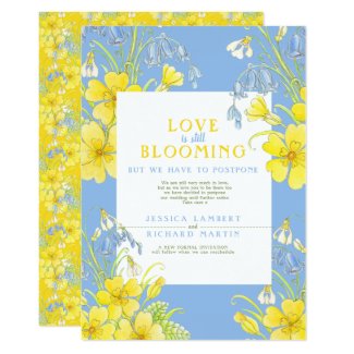 Love is still blooming spring postponed wedding invitation