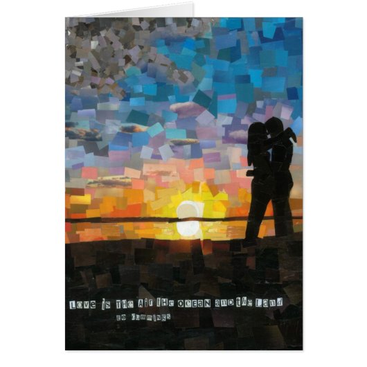 "love is..." sunset silhouette lovers cards (Front)