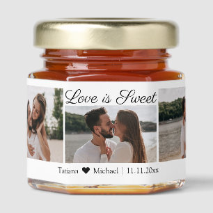 love is sweet, 3 photos collage wedding honey jar favors