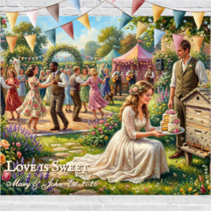 Love is Sweet Bee Wedding Keepsake Sign Tapestry