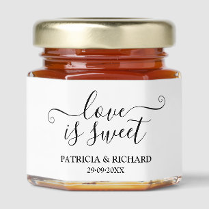 Love Is Sweet Black And White Wedding Honey Jar Favors