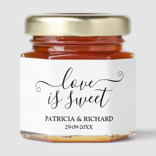 Love Is Sweet Black And White Wedding Honey Jar Favors