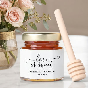 Love Is Sweet Black And White Wedding Honey Jar Favors