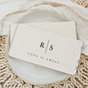 Love is Sweet Black & Ecru Monogram Wedding Hershey Bar Favors