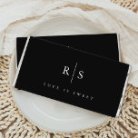 Love is Sweet | Black & Ecru Monogram Wedding Hershey Bar Favors<br><div class="desc">Finish your wedding dessert table,  welcome bags,  or favors in elegant style with these monogram chocolate bars in classic black with your initials in warm ivory ecru serif lettering. Add an additional line of custom text; shown with "love is sweet."</div>