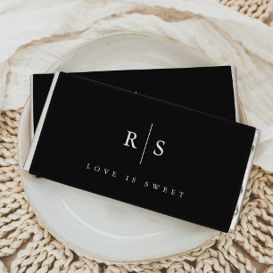 Love is Sweet Black & Ecru Monogram Wedding Hershey Bar Favors