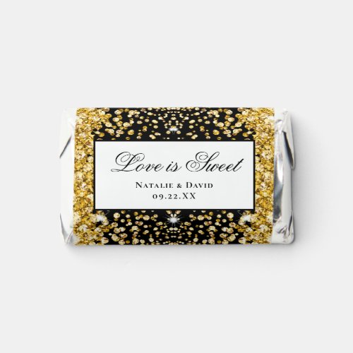 Love is Sweet Black Gold Glitter Wedding Hersheys Miniatures