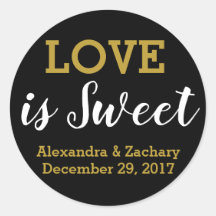 Love is Sweet Black Gold Wedding Engagement Favor