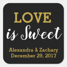 Love is Sweet Black Gold Wedding Engagement Favor