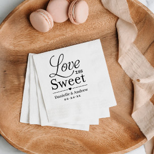Love Is Sweet Black Monogram Wedding Paper Napkins