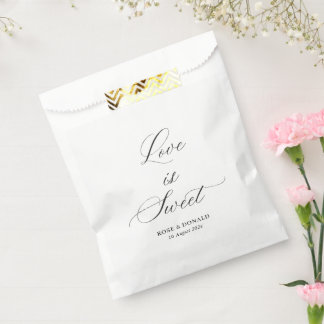Love is sweet black script wedding favor bag